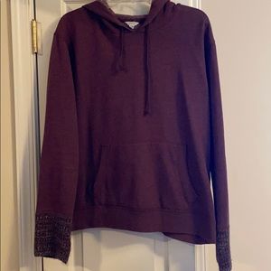 Aeropostale Maroon Knit Sleeve Hoodie